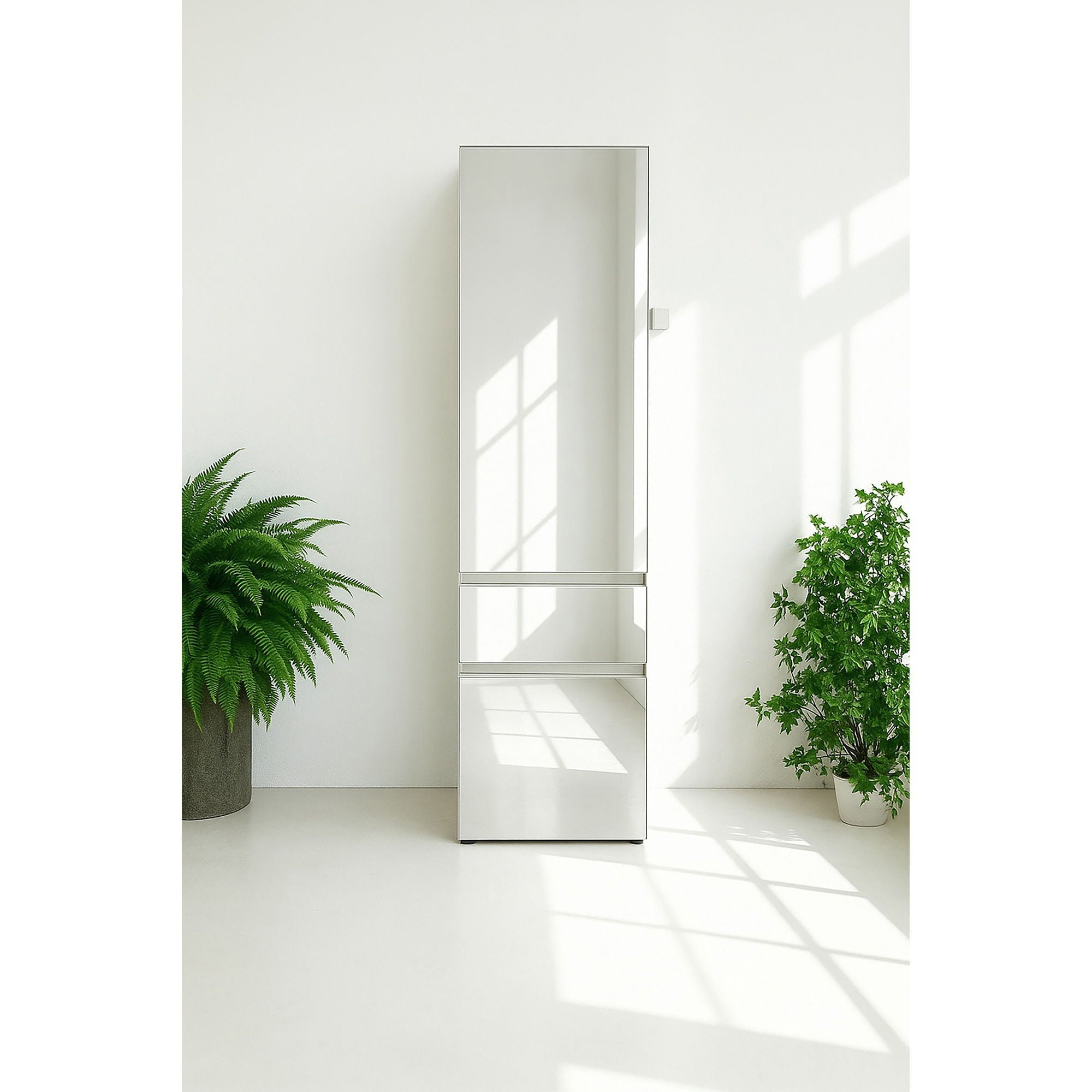 Elise - Slim Modular Closet Cabinet With Mirror - White by HouseOfZazla