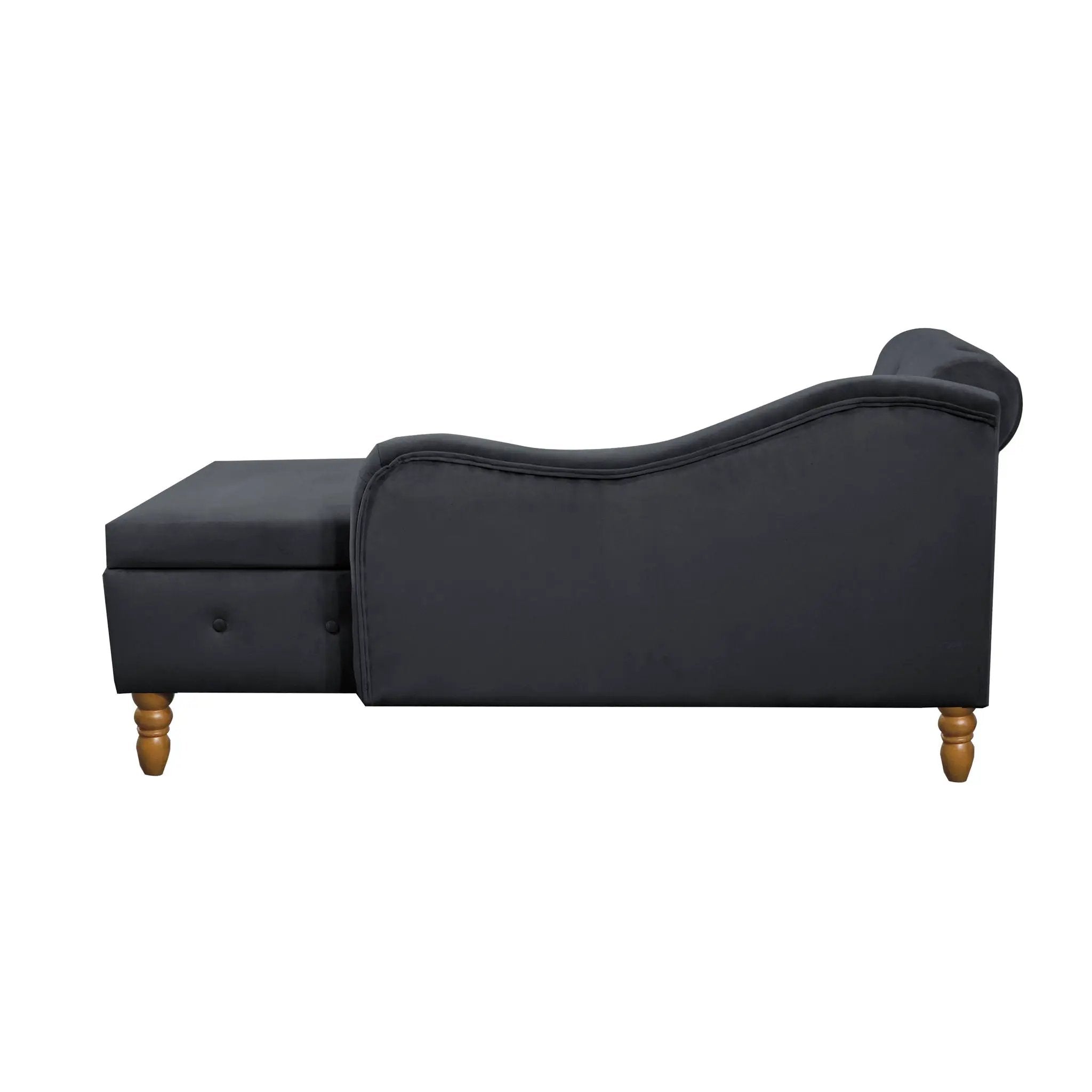 Chaise Lounge Indoor, Lounge Chair For Bedroom With Storage & Pillow, Modern Upholstered Rolled Arm Chase Lounge For Sleeping With Nailhead Trim For Living Room Bedroom Office by HouseOfZazla