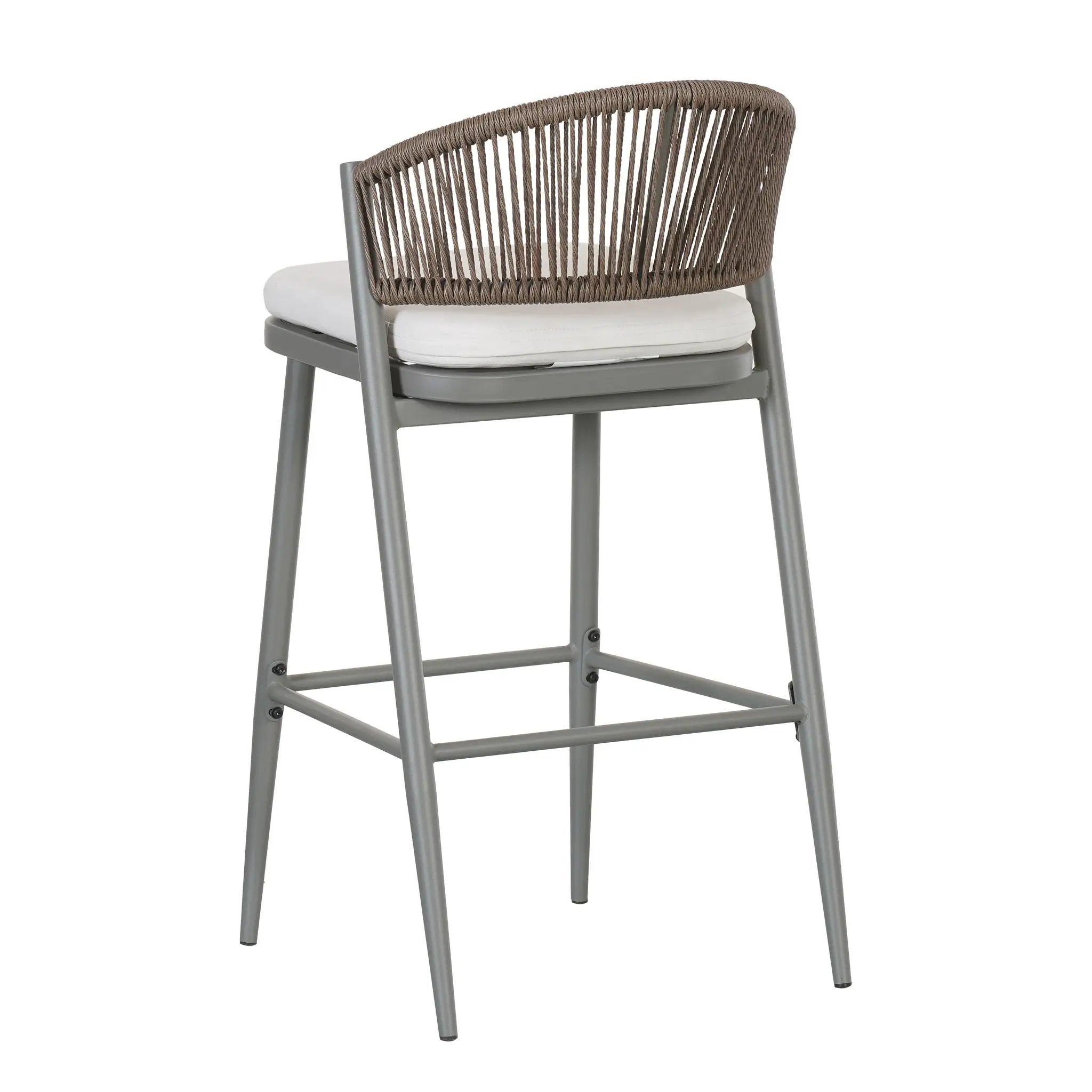 Outdoor Bar Height Metal Frame Counter Stools with Scallop-Shaped Backrest & Water-Resistant Cushions by HouseOfZazla