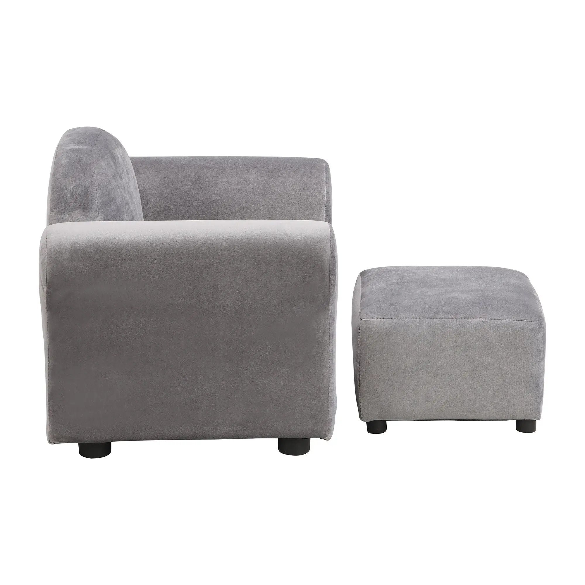 Kids Recliner Chair, Kids Upholstered Couch With Ottoman - Gray by HouseOfZazla