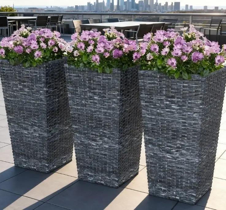 Taper Planters Set of 3 with Drainage Holes for Indoor and Outdoor Use by HouseOfZazla