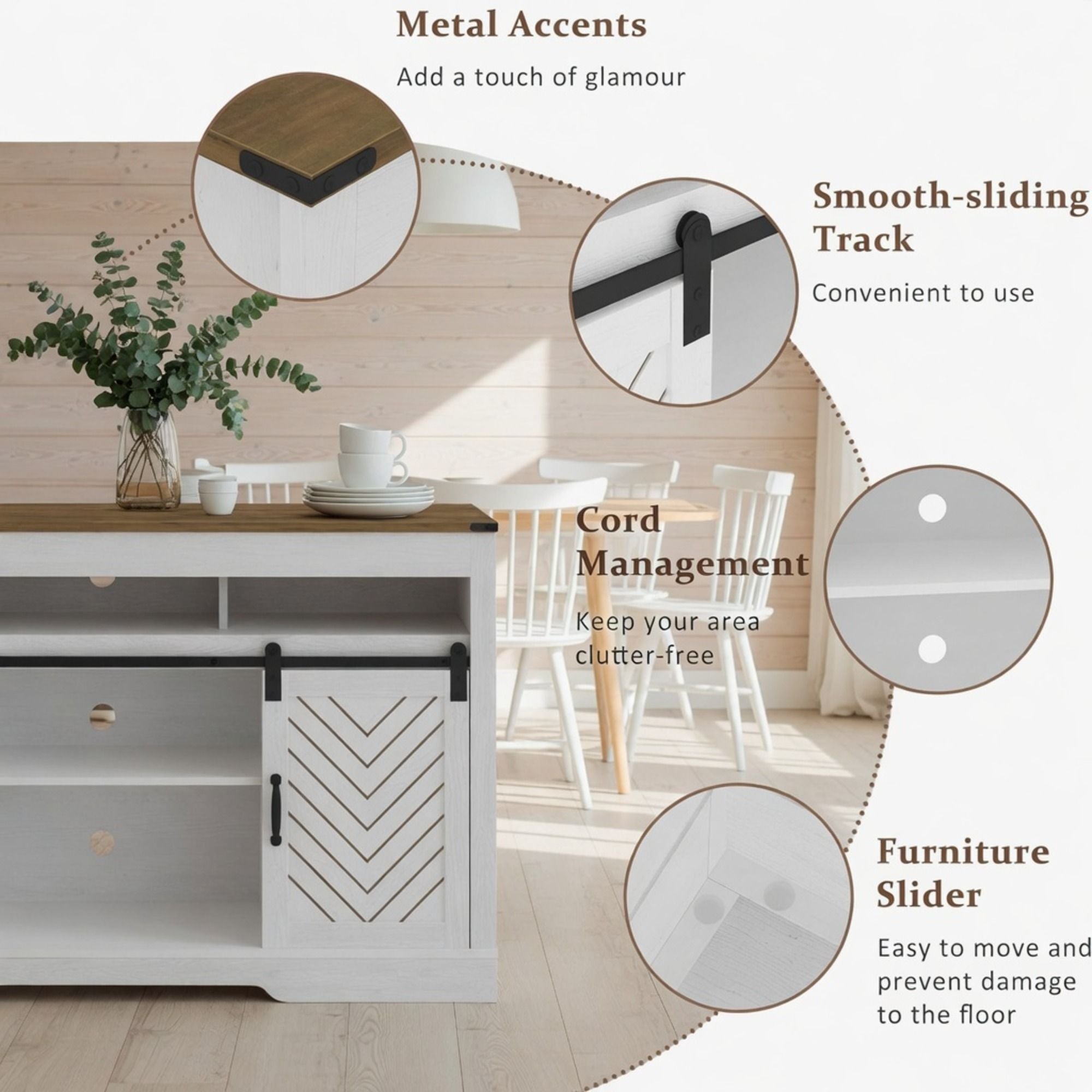 TV Stand With Sliding Barn Doors And Adjustable Storage - White / Oak by HouseOfZazla