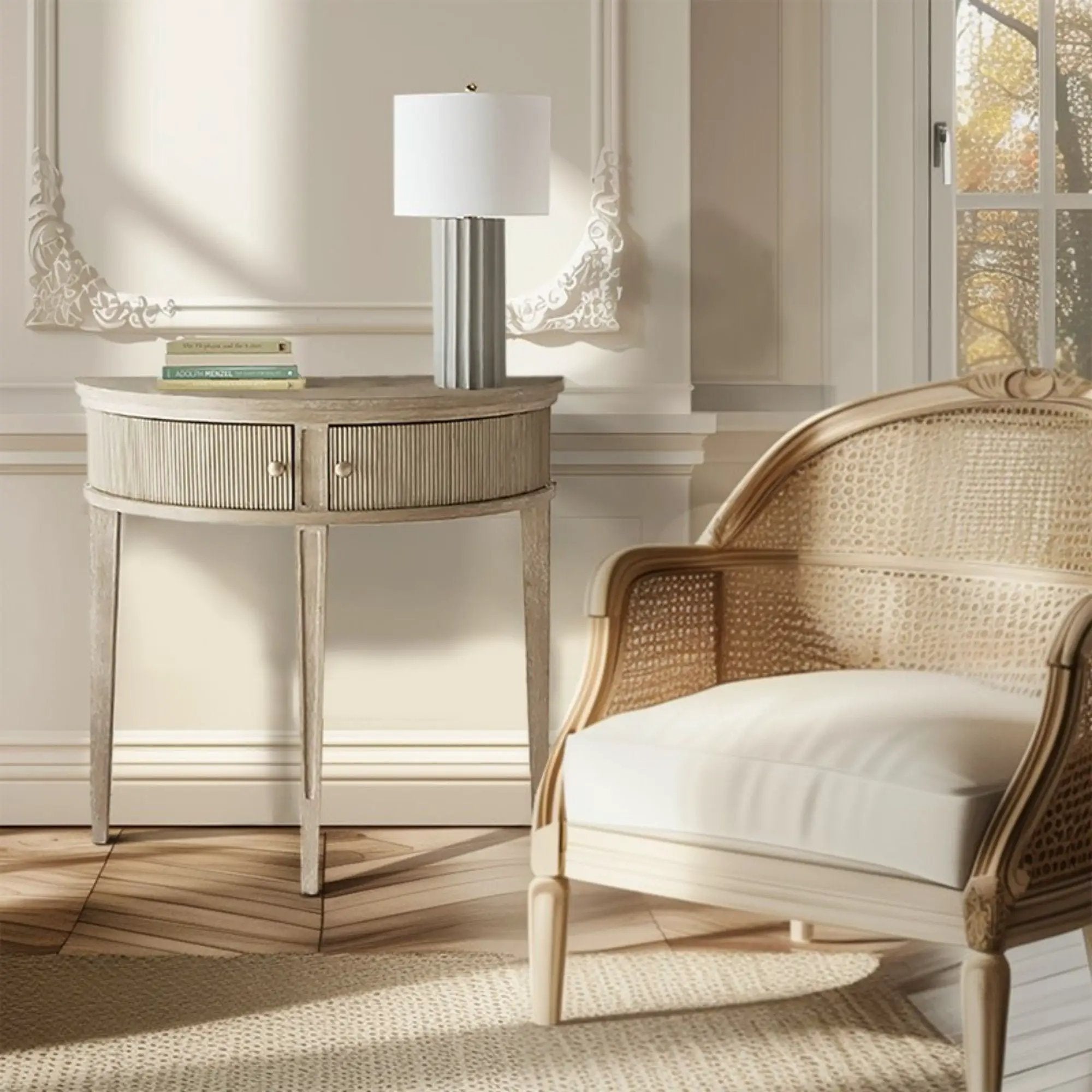 Vintage Inspired Storage Console Table With Fluted Doors by HouseOfZazla