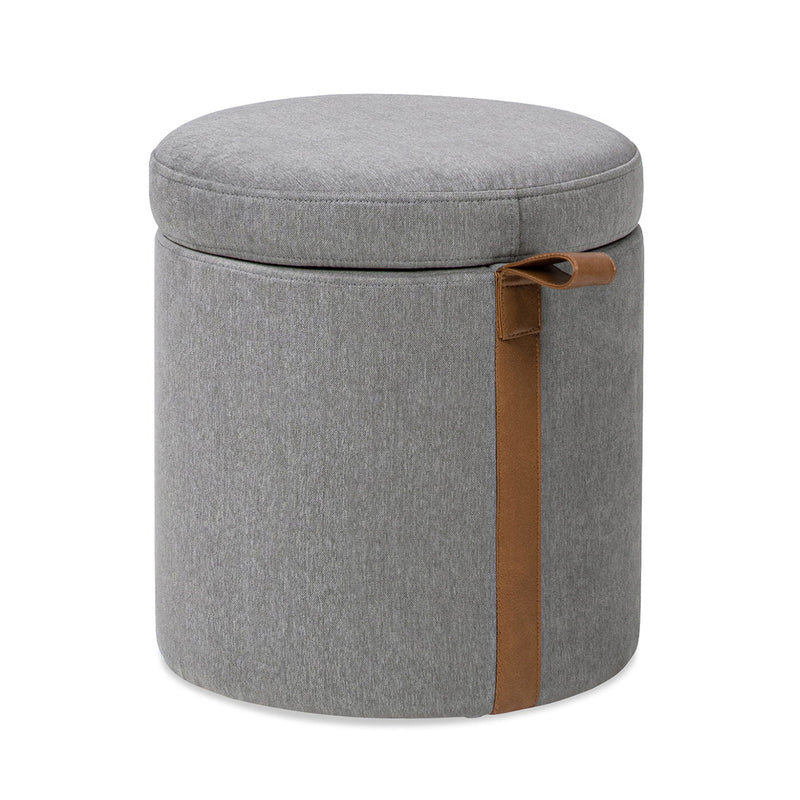 Brandy - Round Upholstered Storage Ottoman With Accent by HouseOfZazla