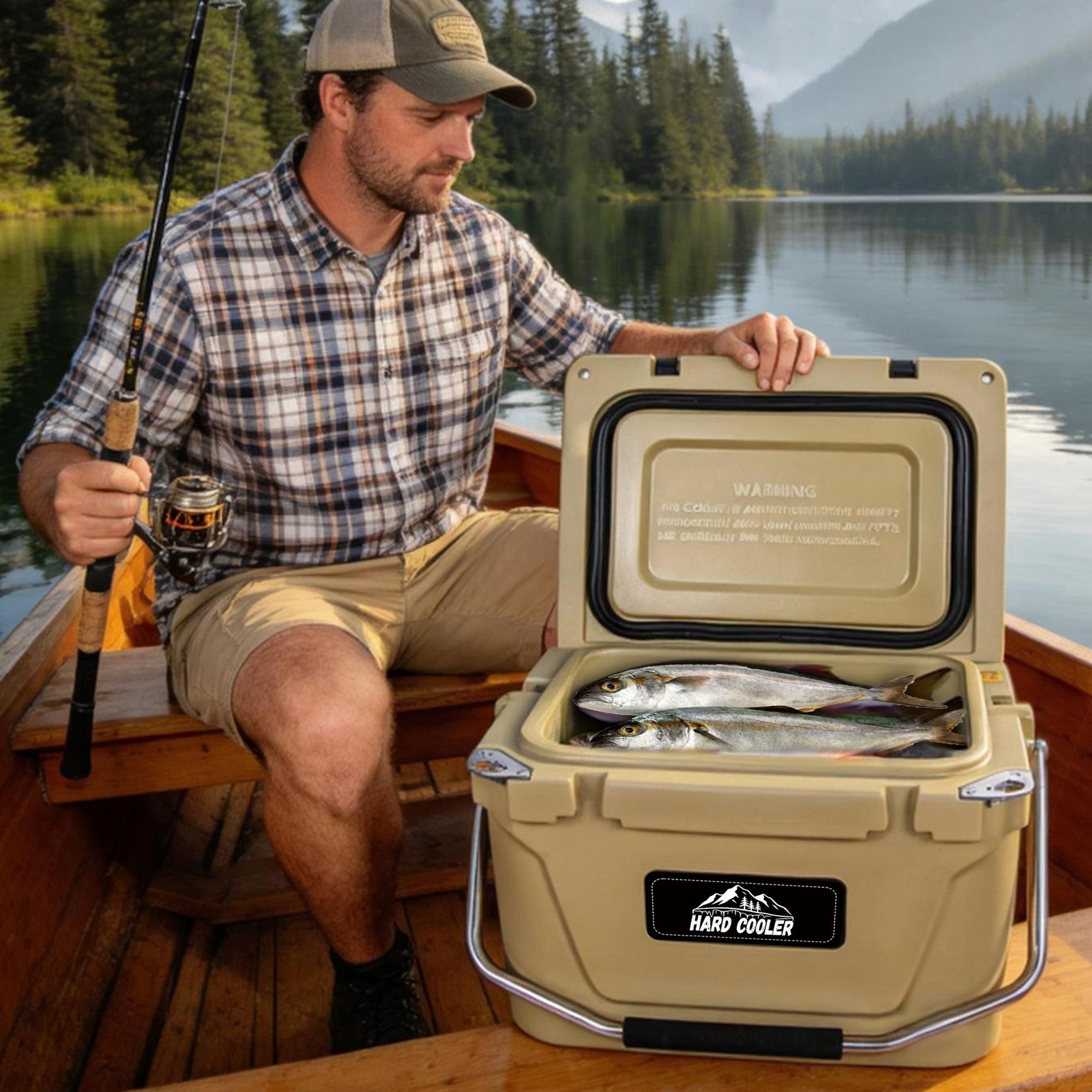 20 Quart Khaki Cooler, Ultra-Tough Hard Shell Ice Chest by HouseOfZazla