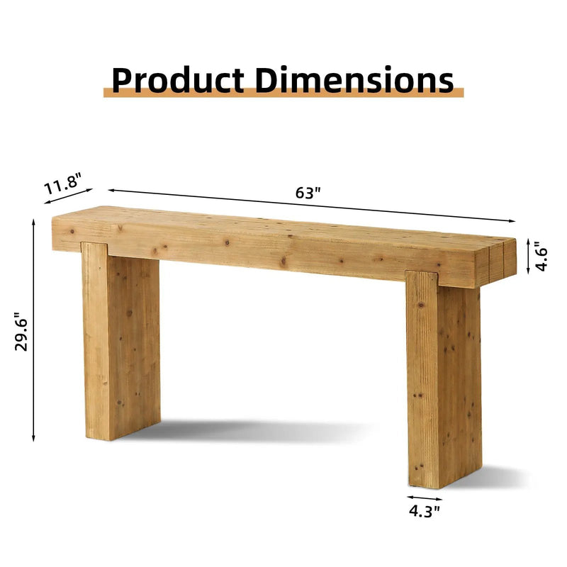 63" Solid Wood Console Table – Rustic Farmhouse Sofa Table by HouseOfZazla