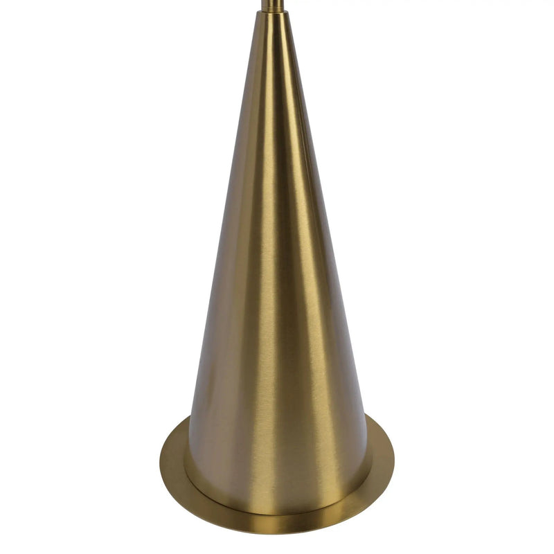 Lisbon - Floor Lamp With On / Off Switch Coned Base Hanging Shade - Antique Brass / White by Unique Piece Furniture