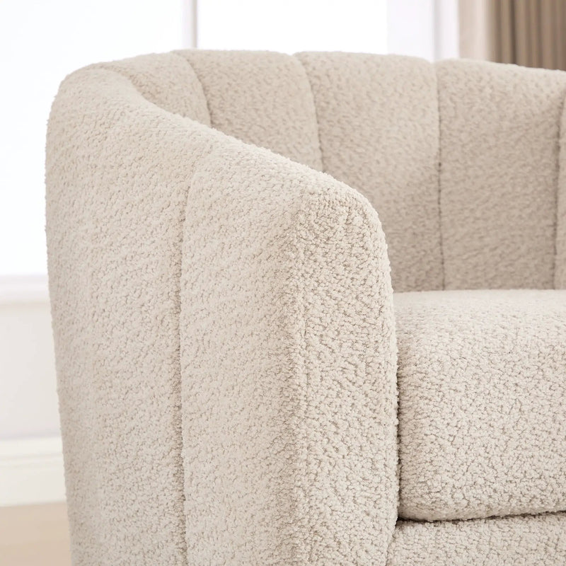 Swivel Upholstered Barrel Chair With Metal Base