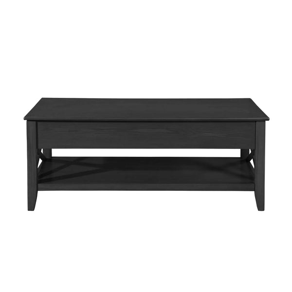 Decatur Farmhouse Lift Top Coffee Table With Storage - Black / Ash