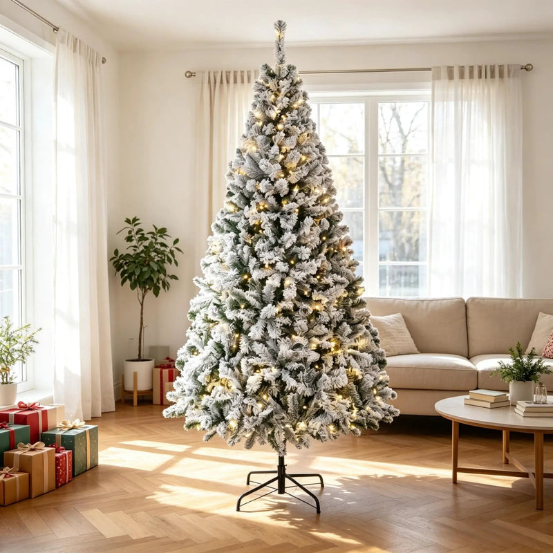 7.5 ft Pre-Lit Flocked Fraser Fir Artificial Christmas Tree by HouseOfZazla