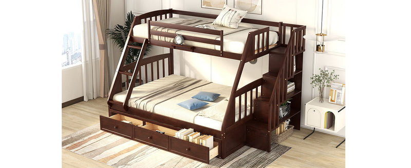 Bunk Bed With Drawers, Ladder And Storage Staircase by HouseOfZazla