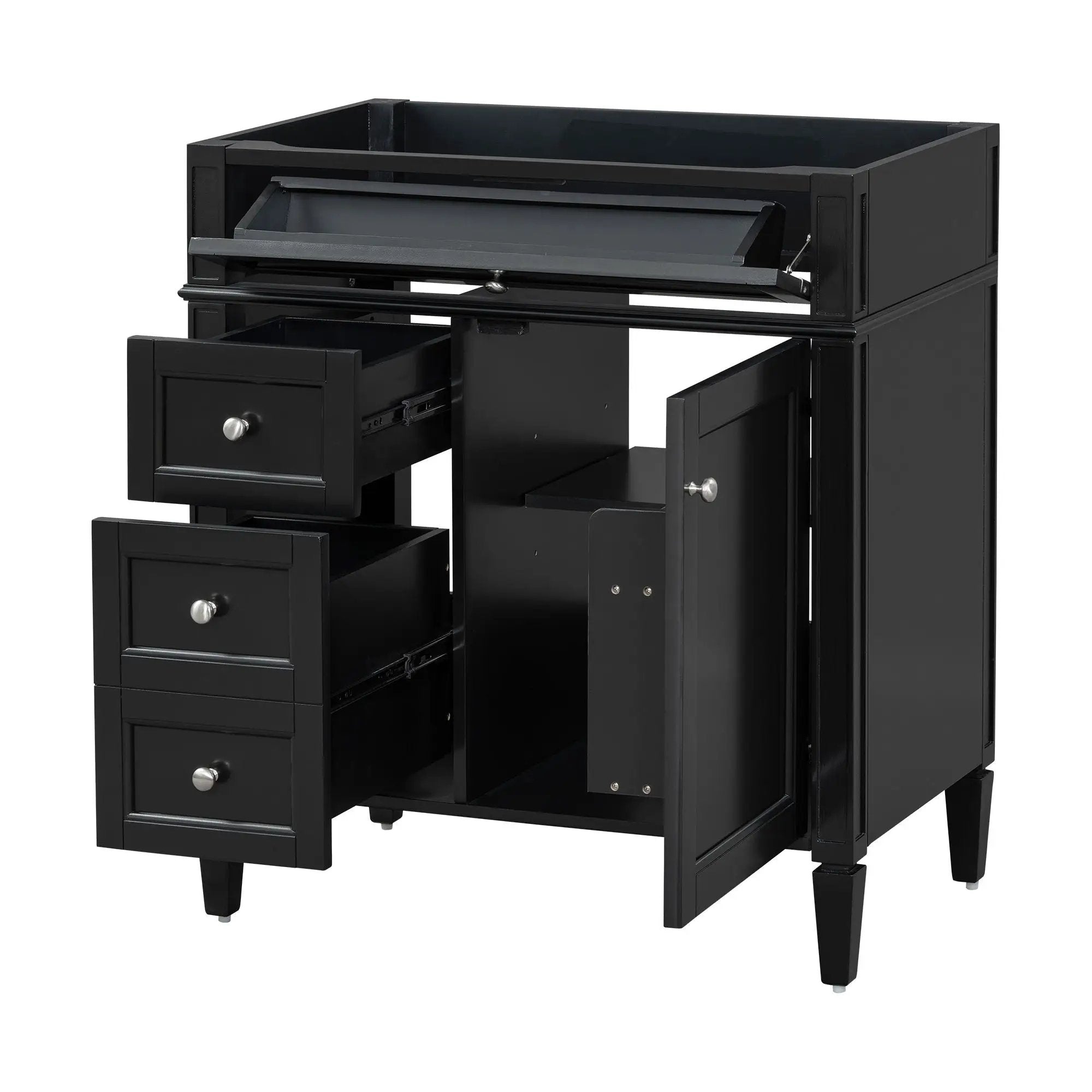 Bathroom Vanity With 2 Drawers And Tip-Out Drawer, Storage Cabinet by HouseOfZazla