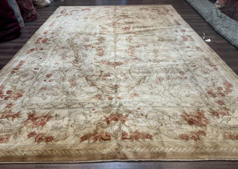 Chinese Aubusson Wool Rug 10x14, European Design, Thick Wool Pile by Jewel Rugs