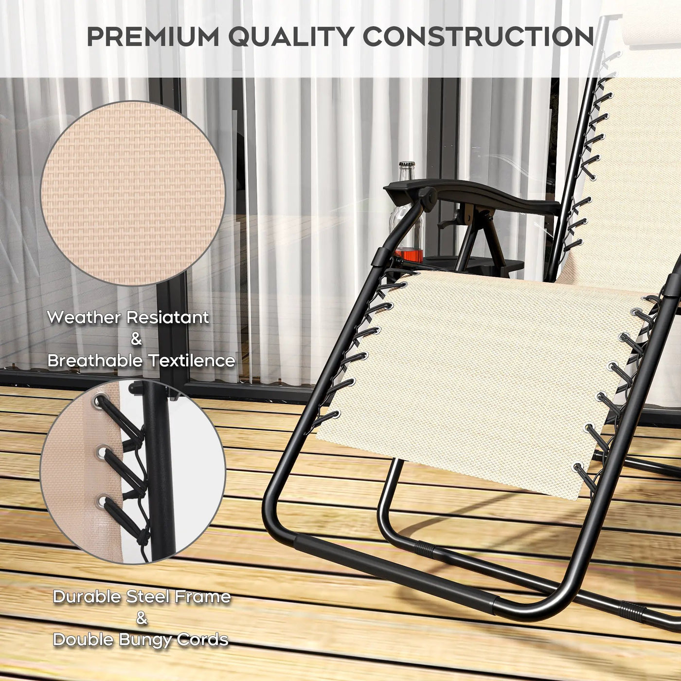 Zero Gravity Folding Lounge Chair with Headrest & Removable Tray by HouseOfZazla