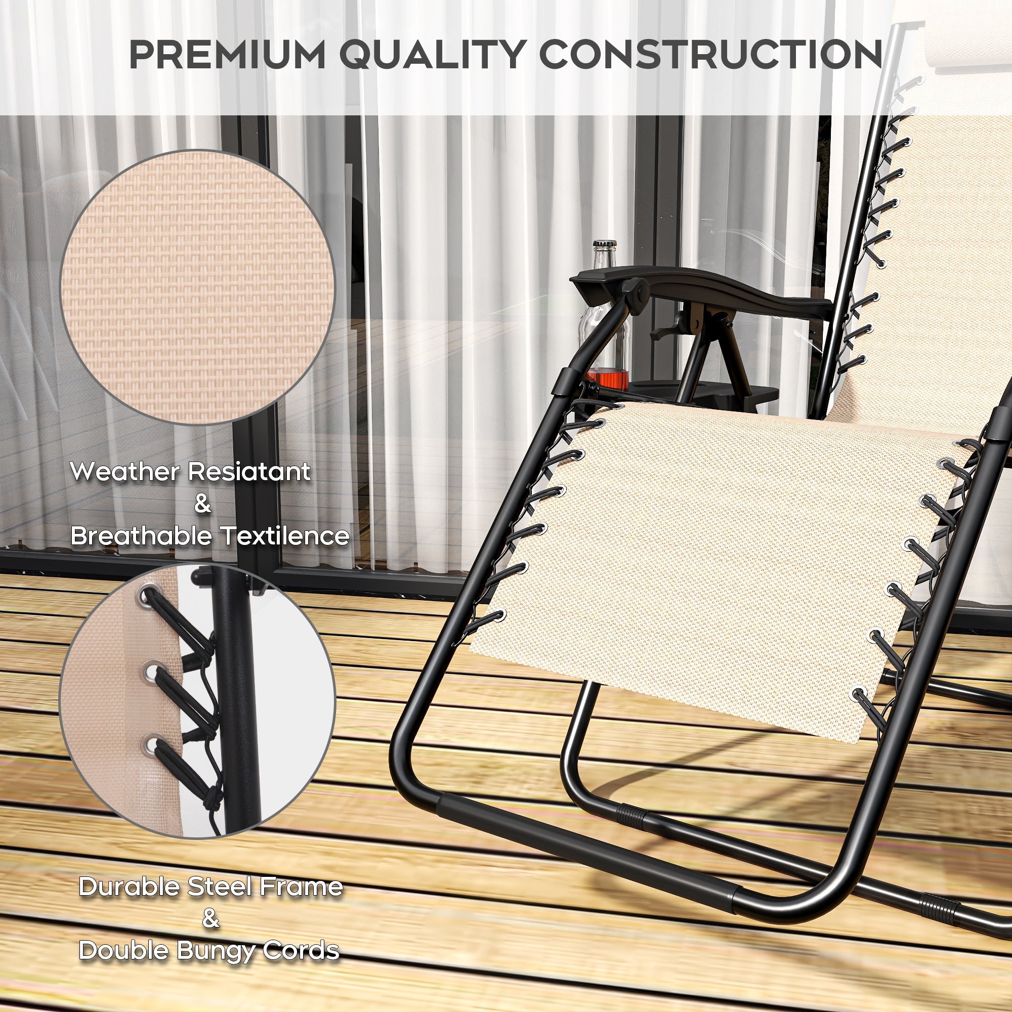 Zero Gravity Folding Lounge Chair with Headrest & Removable Tray by HouseOfZazla