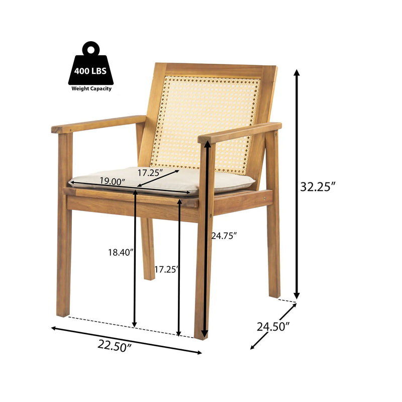 Preston Outdoor Dining Chair With Cushion Set of 2 - Teak / Beige by HouseOfZazla
