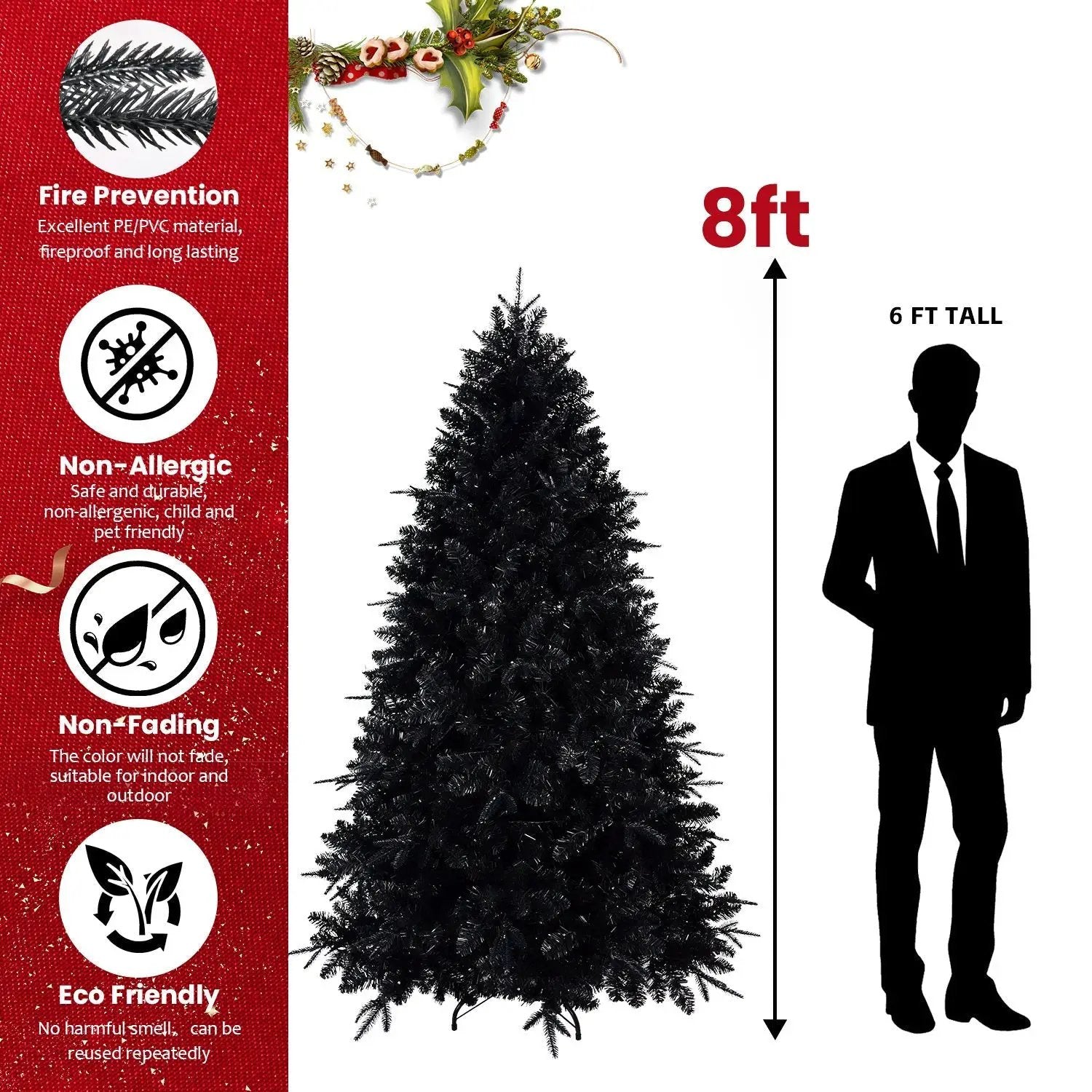 The 6-Foot Pre-Lit Black Christmas Tree by HouseOfZazla