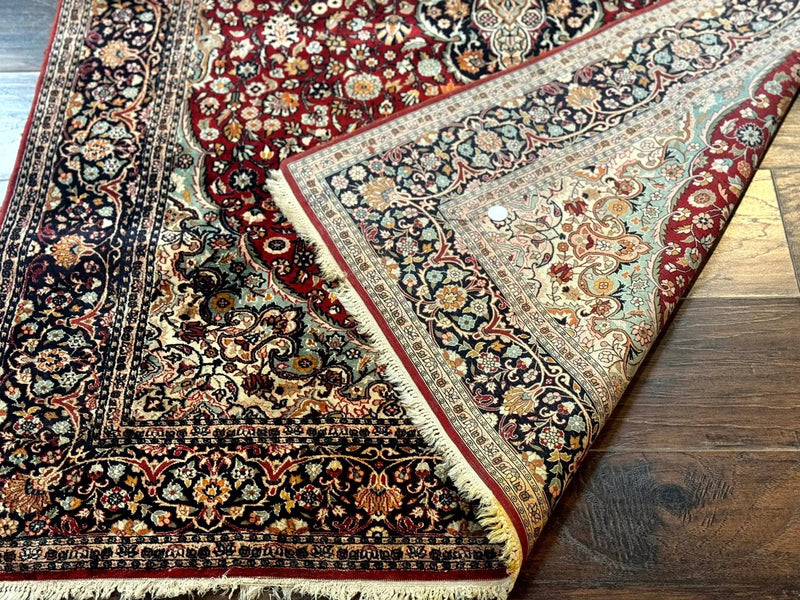 4x6 Silk Rug, Very Fine 650 KPSI, Silk Persian Carpet, Red, Floral Medallion, Sino Persian by Jewel Rugs