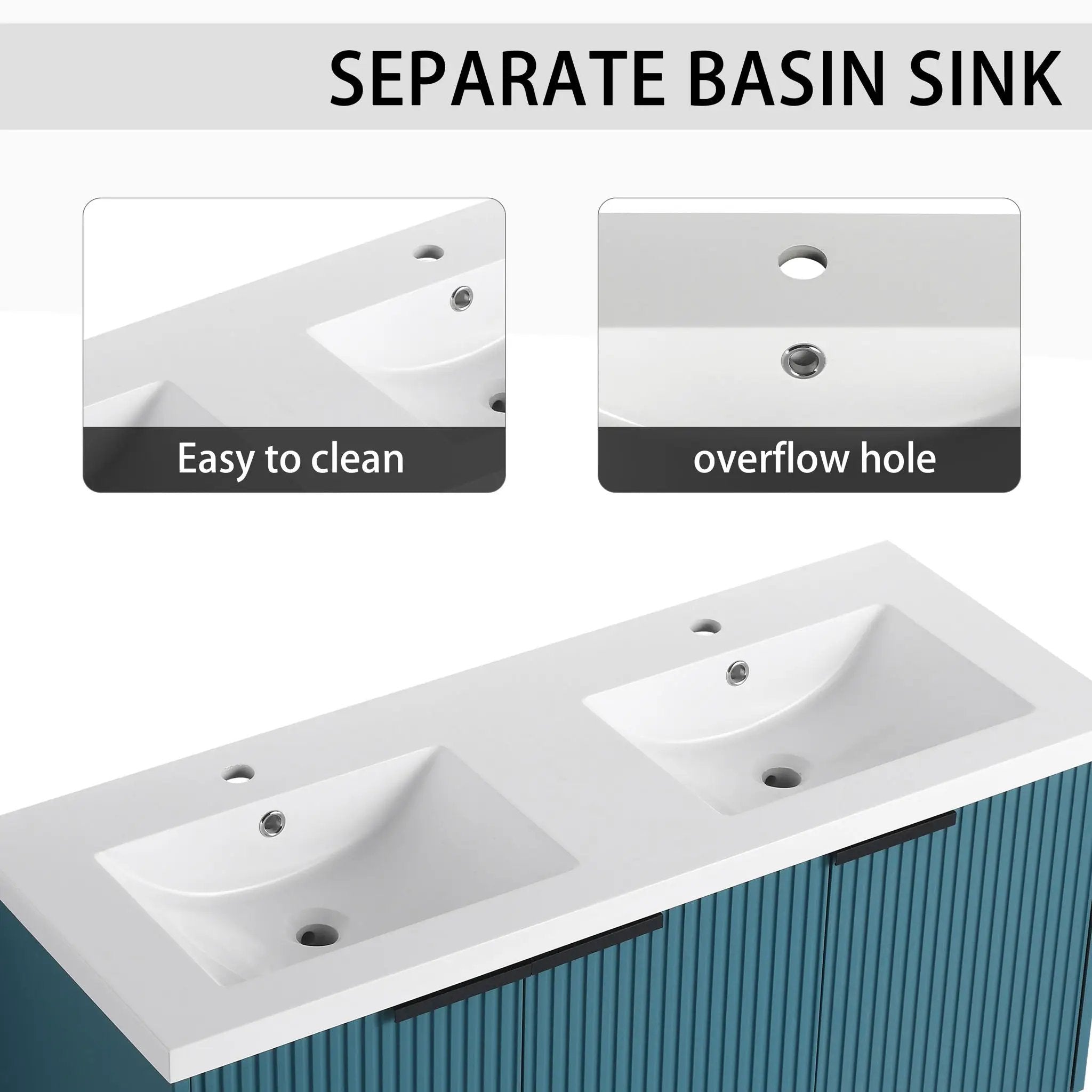 Contemporary Wall Mounted Bathroom Vanity With Resin Double Sink by Unique Piece Furniture