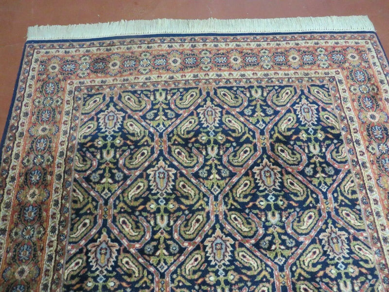 4' X 6' Vintage Fine Handmade India Floral Oriental Wool Rug Carpet Blue Red by Jewel Rugs