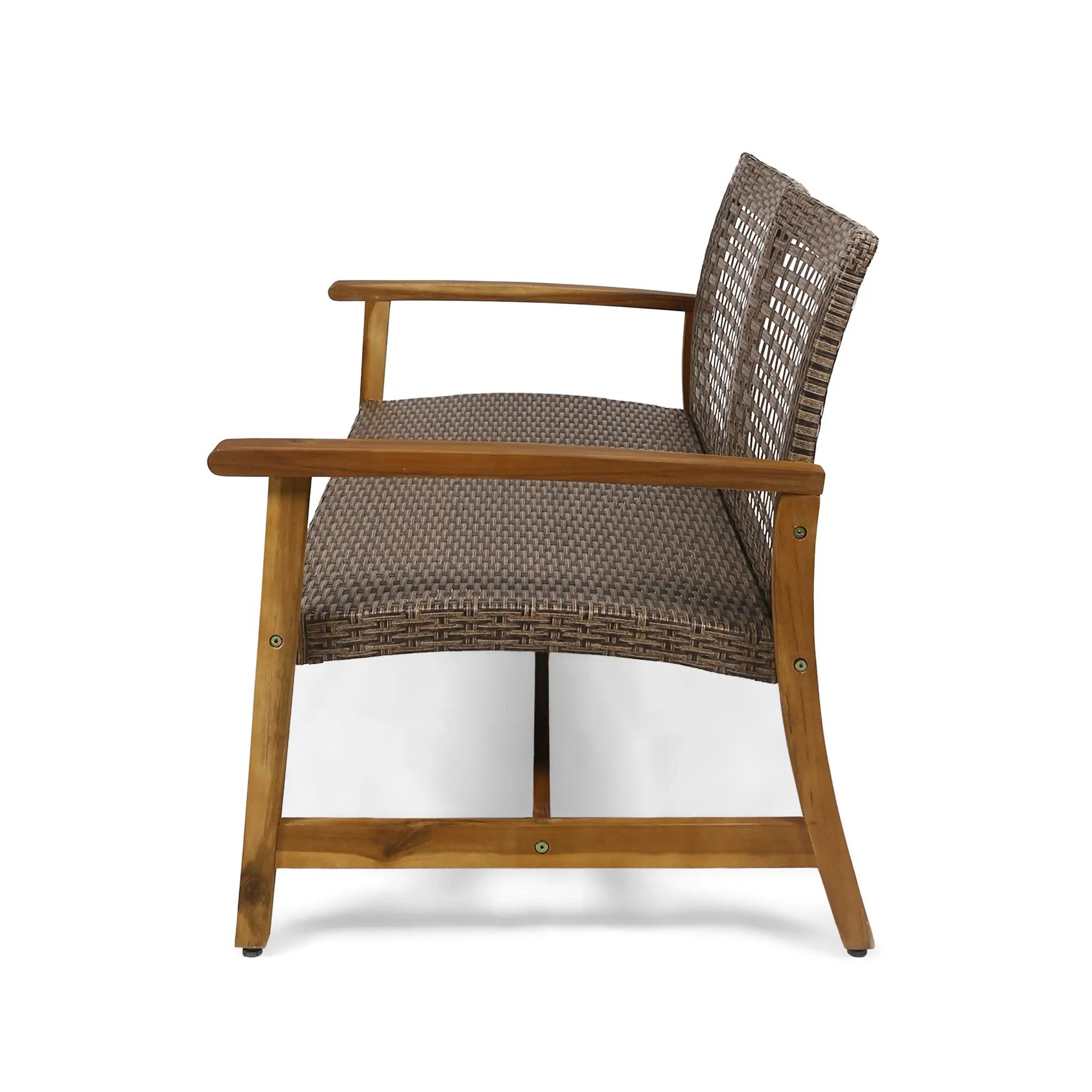 Hampton Outdoor Acacia Wood Wicker Loveseat by HouseOfZazla