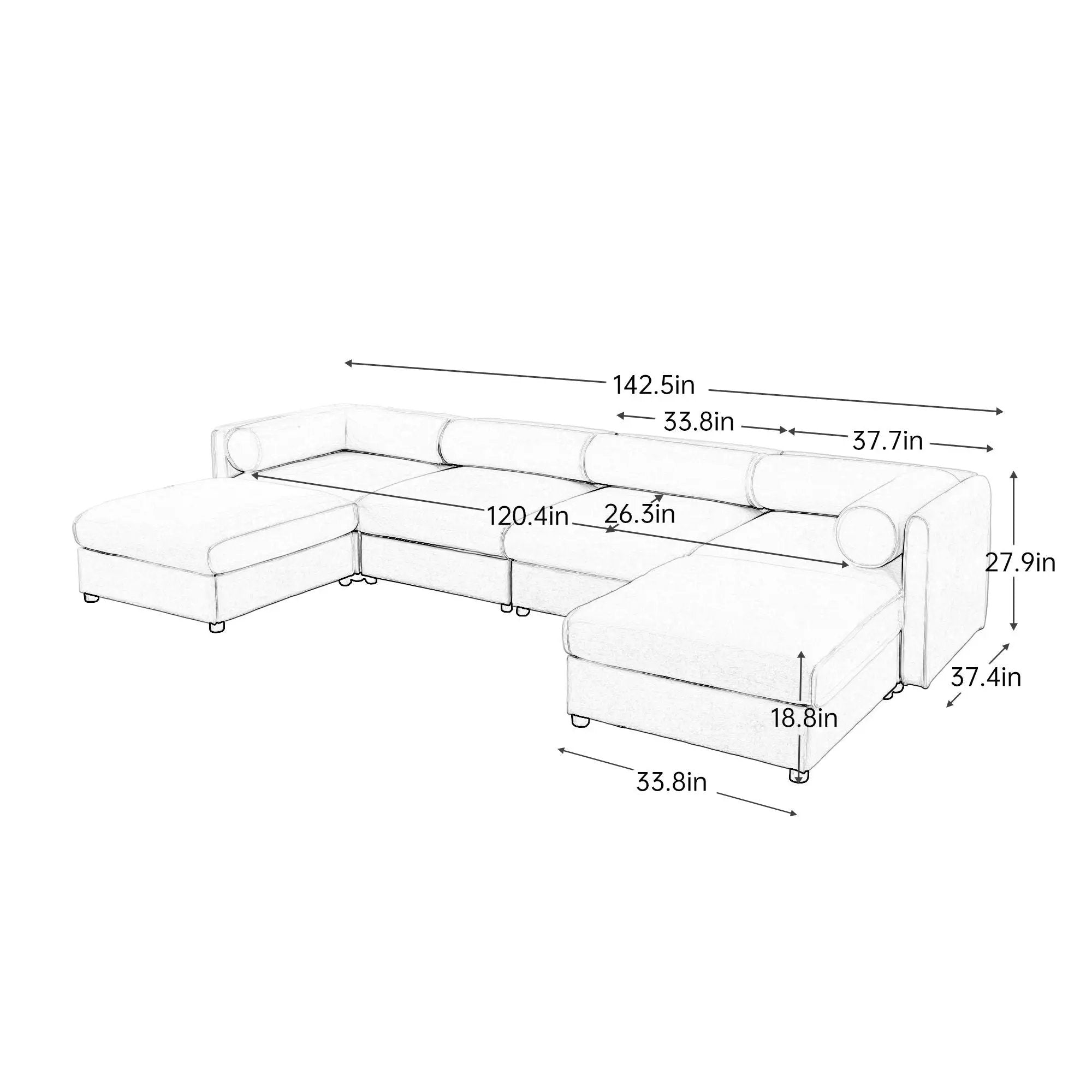Contemporary Elegant Sofa With Storage And Ottoman by Unique Piece Furniture