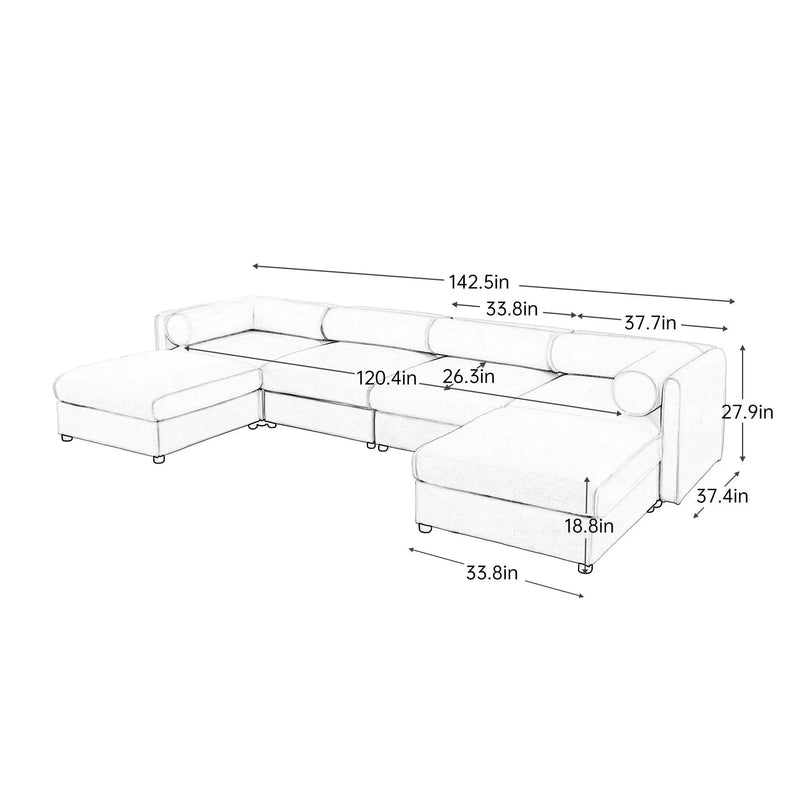 Contemporary Elegant Sofa With Storage And Ottoman by Unique Piece Furniture