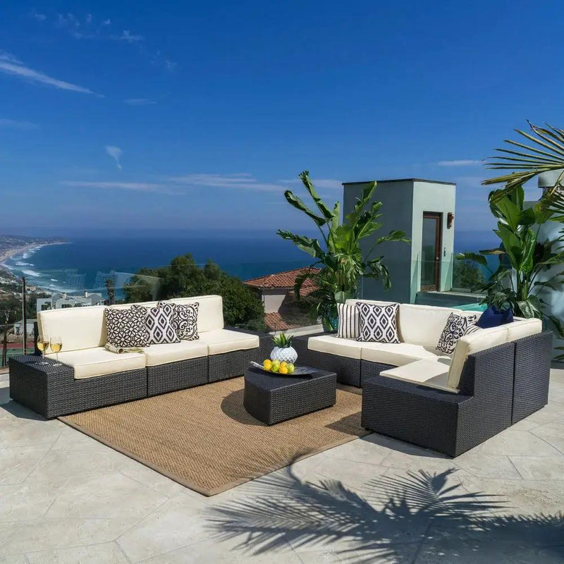 Santa Cruz - 8 Piece Outdoor Sectional Set - Dark Brown by HouseOfZazla