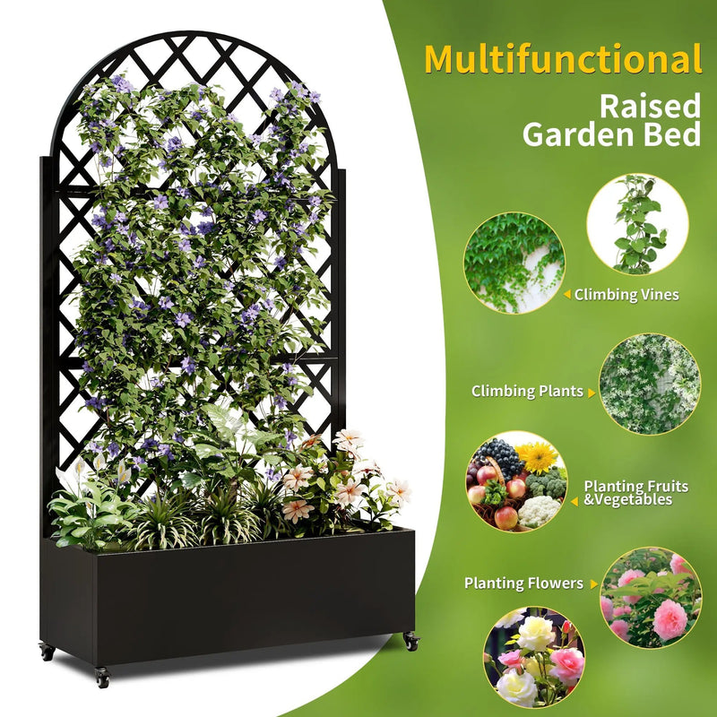 Round Metal Planter Box with Trellis by HouseOfZazla