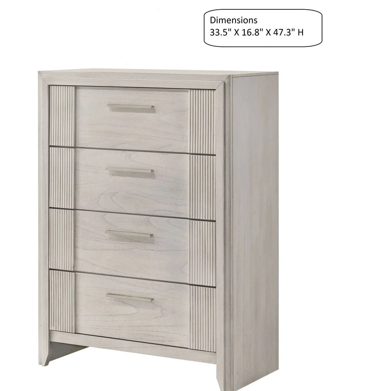 4 Drawer Tall Storage Chest Furniture - White by Unique Piece Furniture