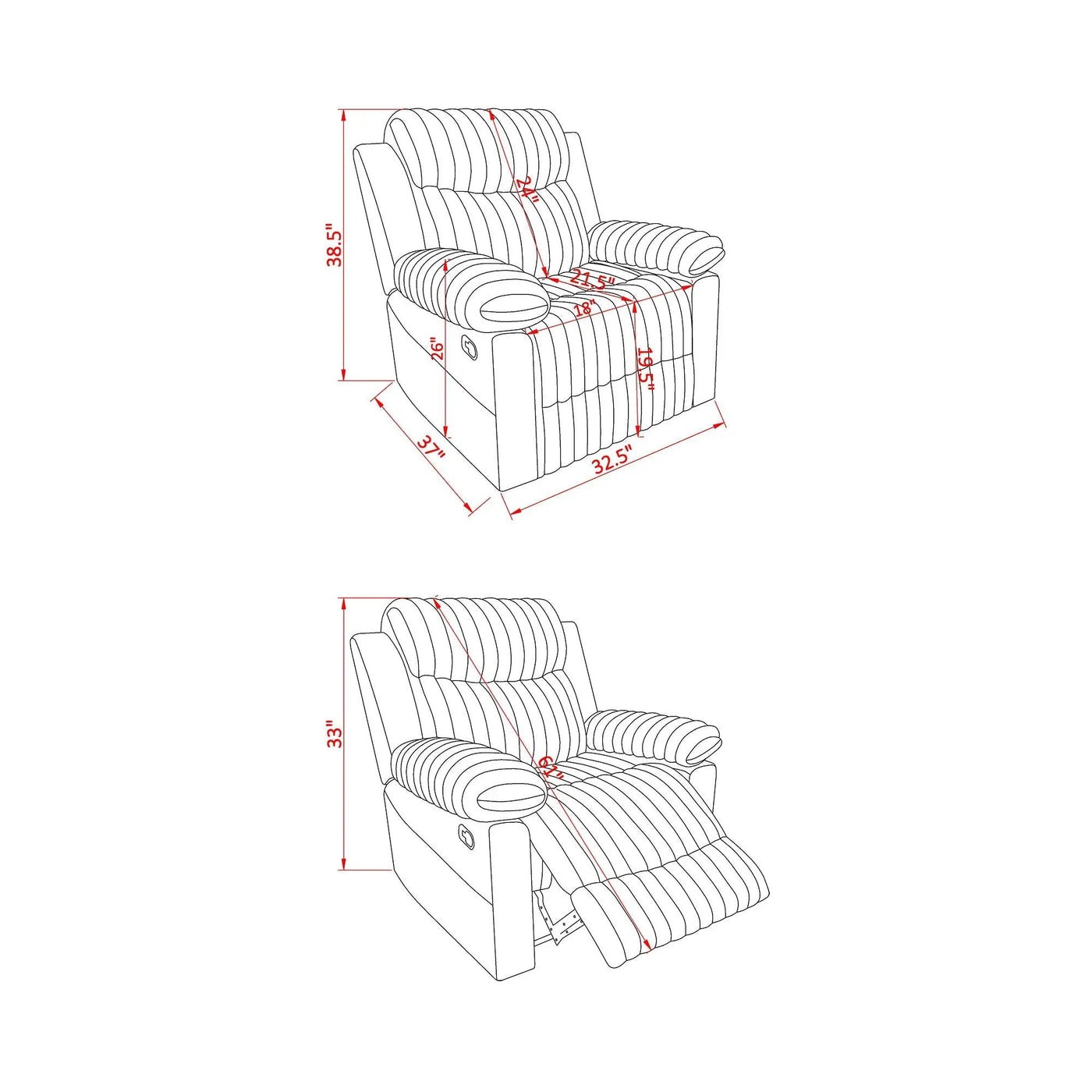 Bruni - Glider Recliner With Manual Recline by Unique Piece Furniture