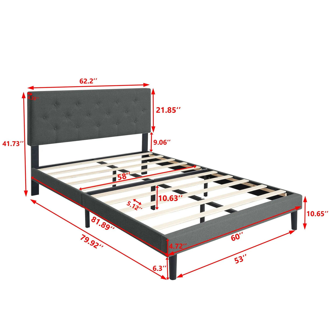 Modern Upholstered Platform Bed Frame With Button Tufted Fabric Headboard by Unique Piece Furniture