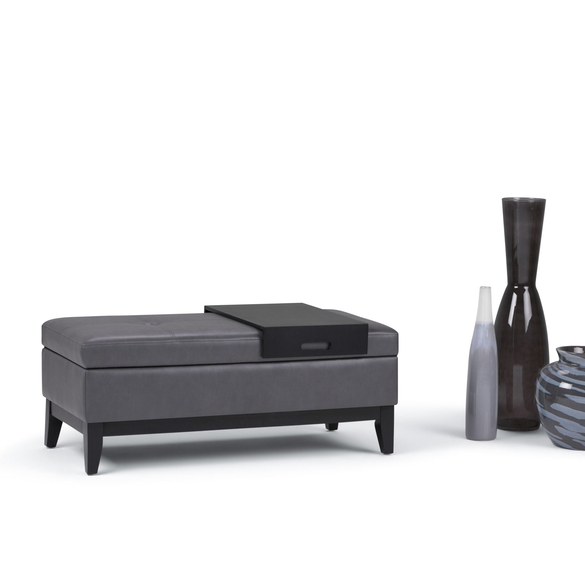 Oregon - Contemporary Storage Ottoman Bench With Tray by HouseOfZazla