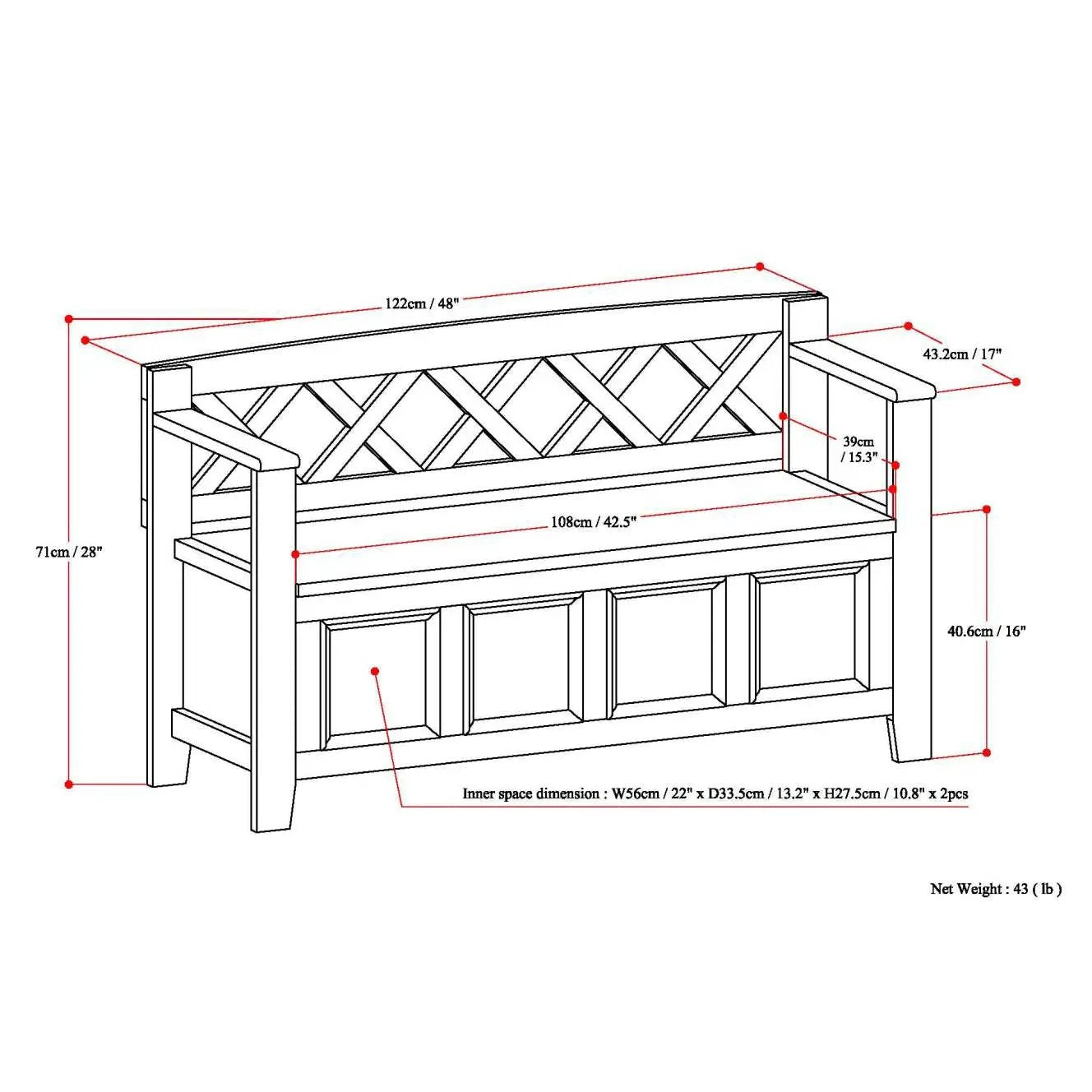 Amherst Solid Wood Entryway Storage Bench in White by HouseOfZazla