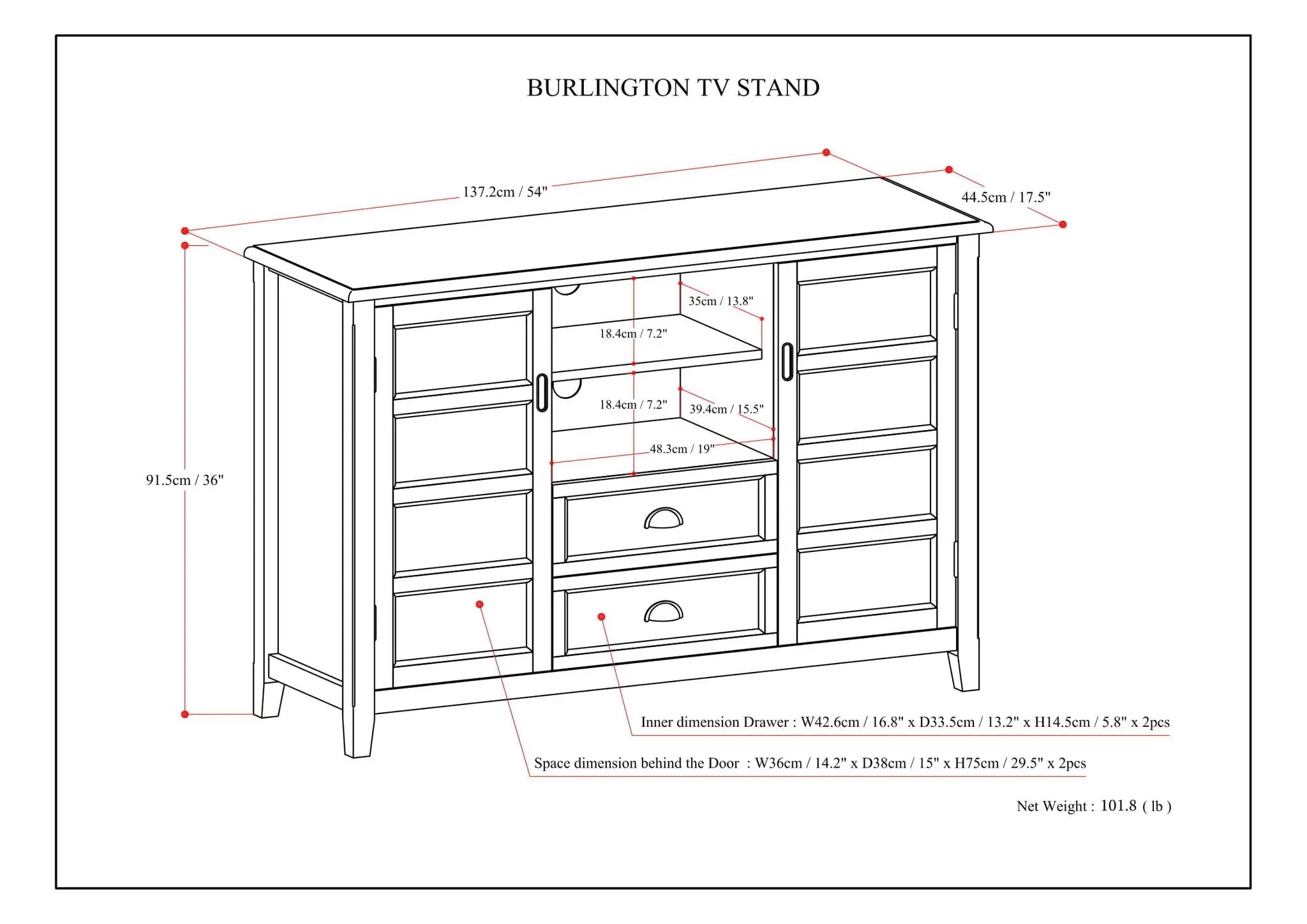 Burlington - Handcrafted Tall TV Media Stand by HouseOfZazla