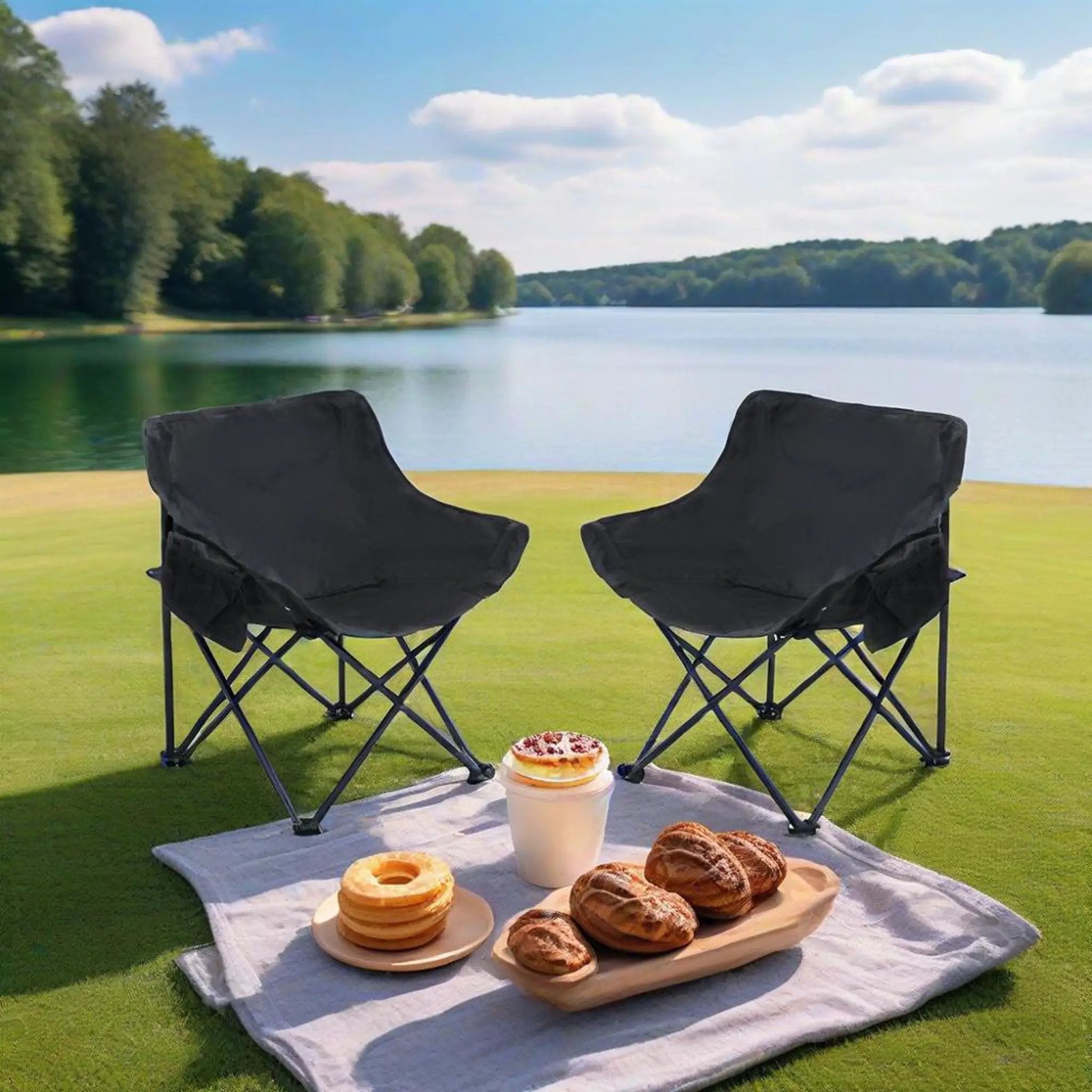 Portable Folding Camping Chairs With Carry Bag (Set of 2) by Unique Piece Furniture