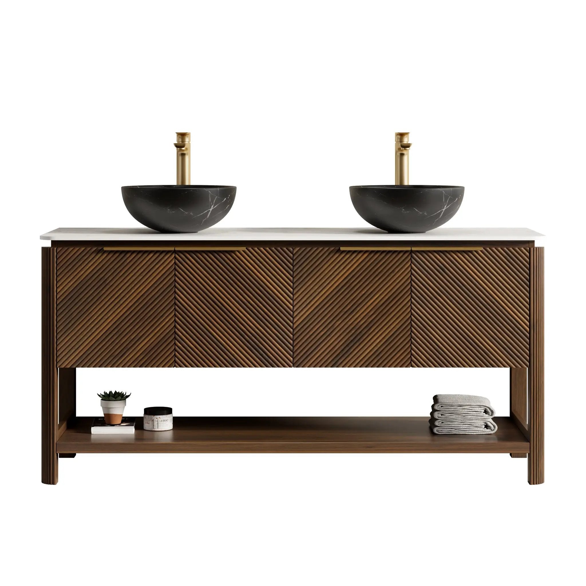 Indigo 60" Bathroom Vanity with Sinter Stone Countertop by HouseOfZazla