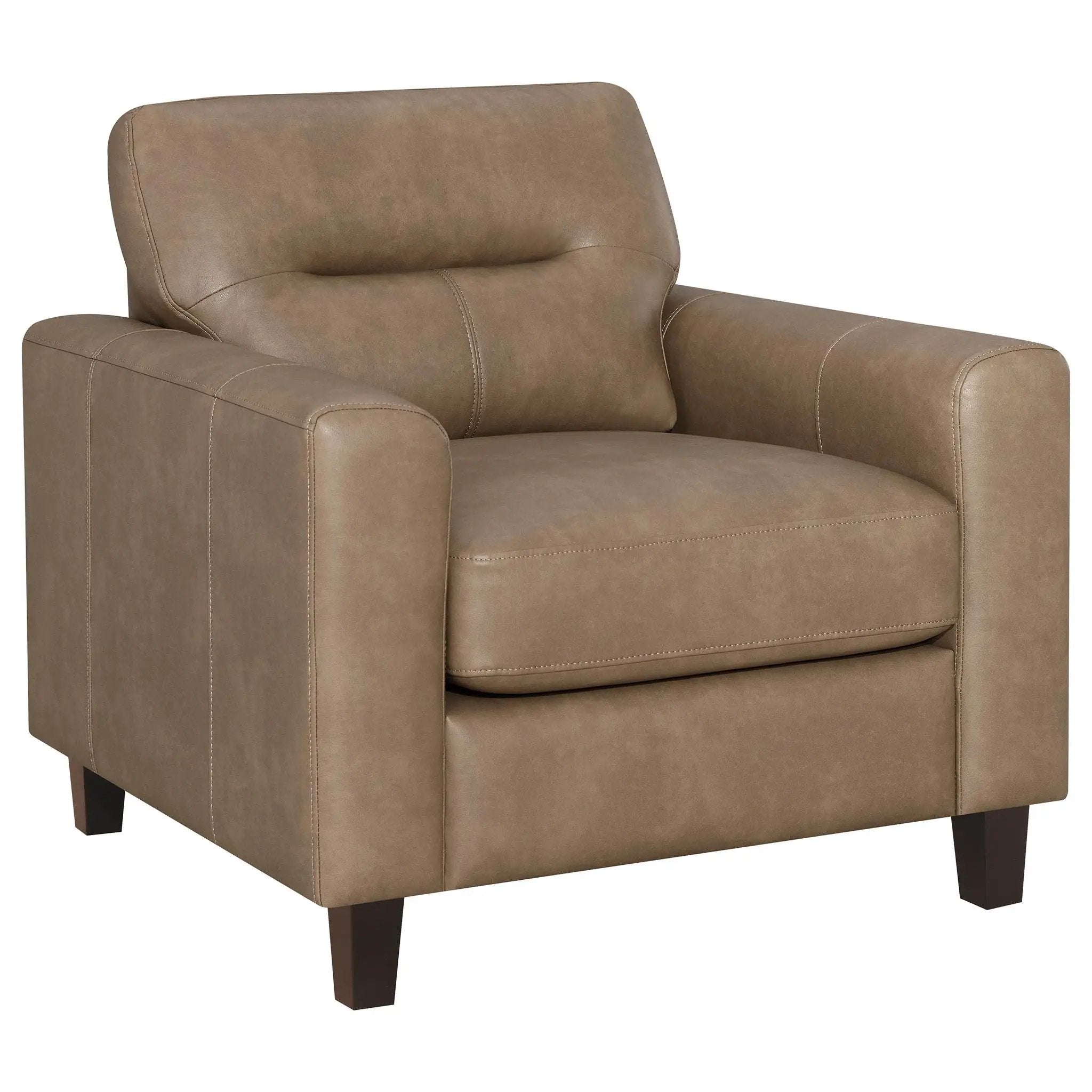 Scotland Faux Leather Upholstered Track Arm Chair Brown by Unique Piece Furniture