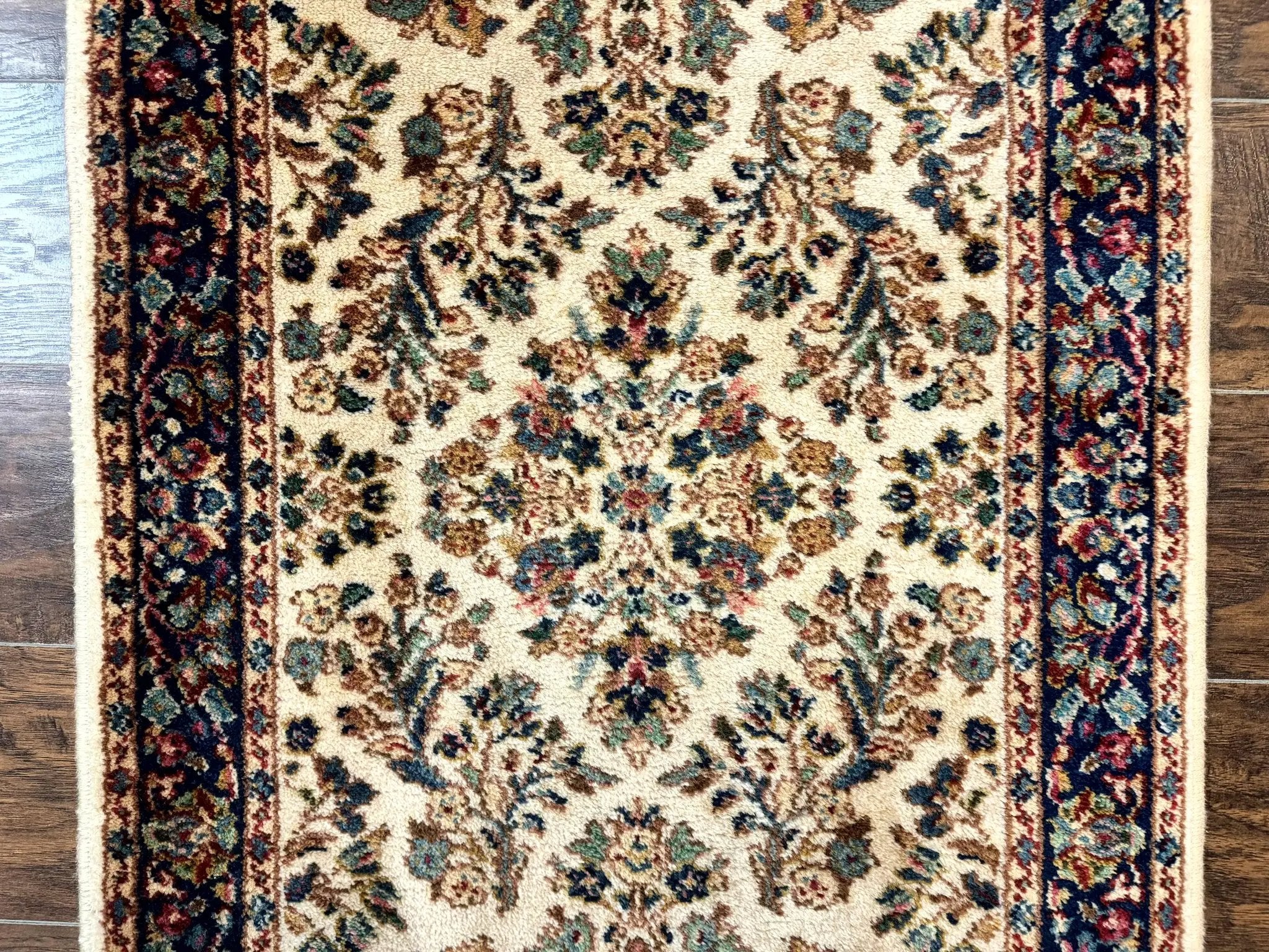 Karastan Rug 2.6 x 4, Karastan Ivory Sarouk #760, Vintage Wool Pile Small Karastan Carpet, Original Collection 700 Series Discontinued by Jewel Rugs