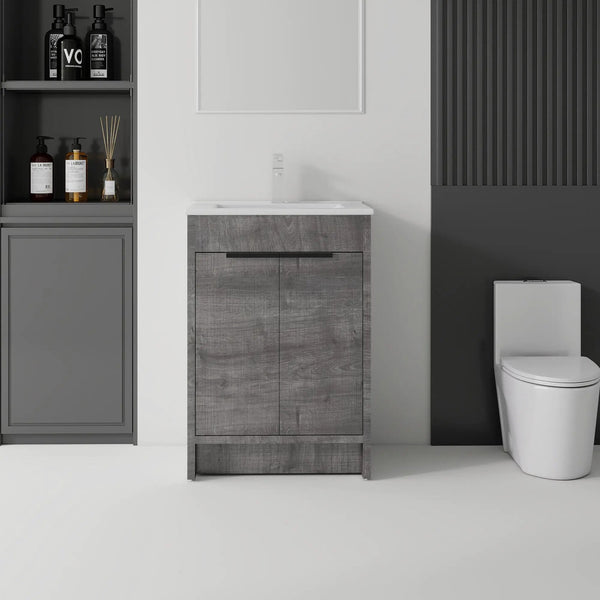 24 Inch Floating Bathroom Vanity with Ceramic Sink and Soft-Close Door