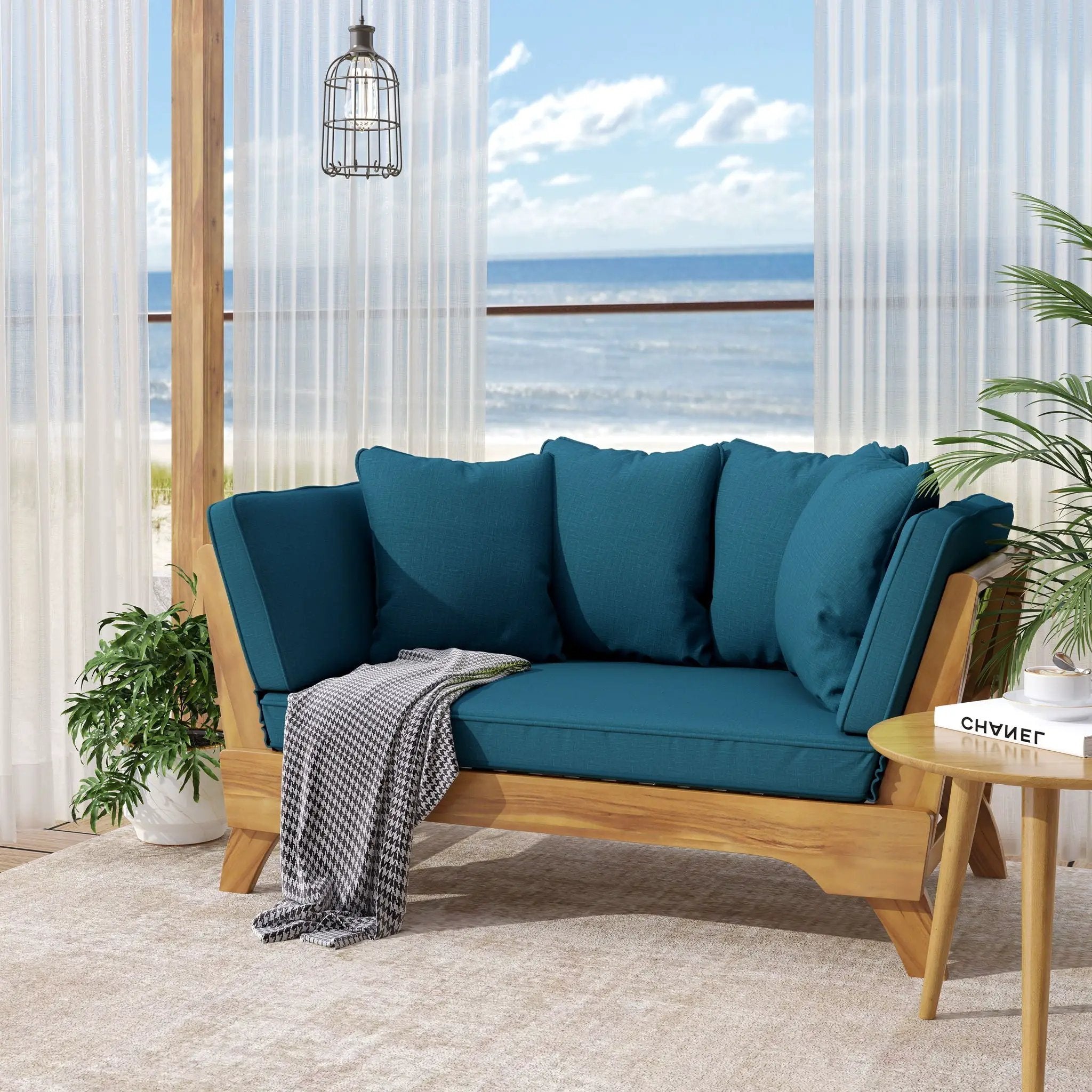 Outdoor Acacia Wood Expandable Daybed With Cushions by HouseOfZazla