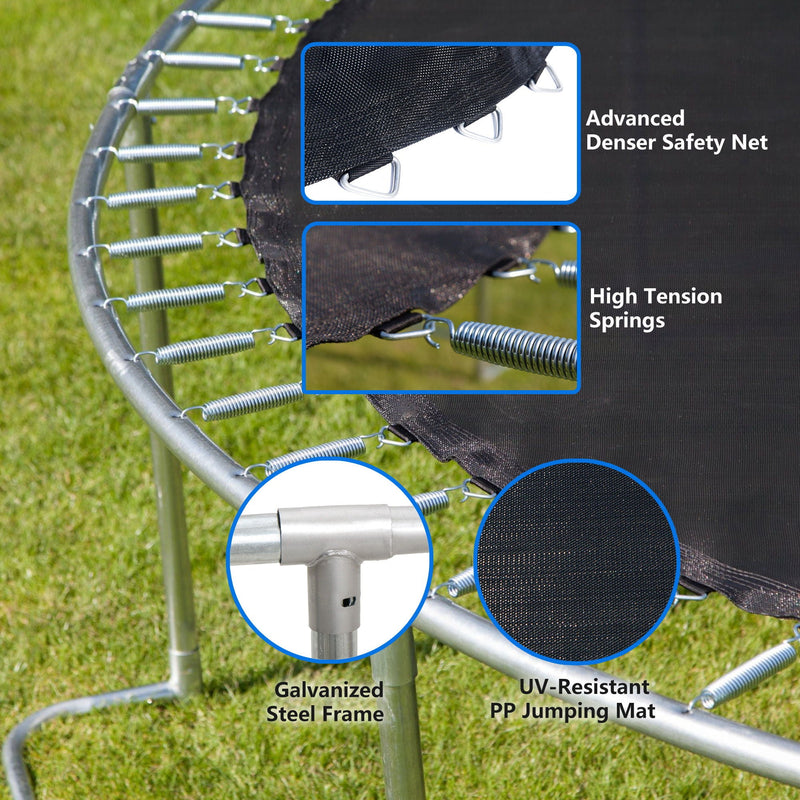 Yc 8Ft Trampoline Outer Net With Soft Basketball Board, Ball And Inflator - Blue by HouseOfZazla