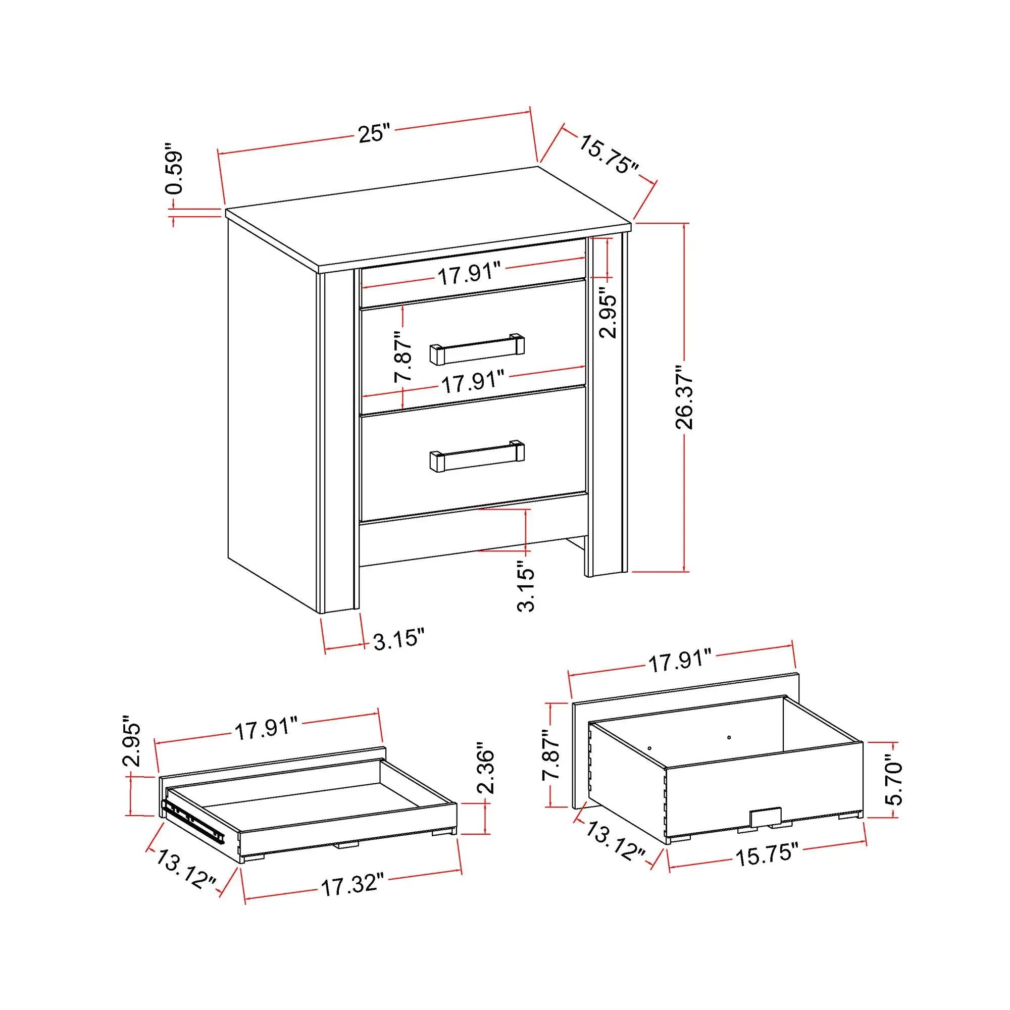 Lorenzo - Nightstand With Hidden Compartment And Handles - Silver by Unique Piece Furniture