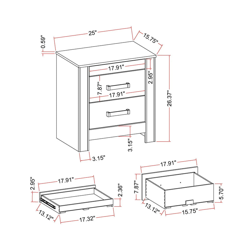 Lorenzo - Nightstand With Hidden Compartment And Handles - Silver