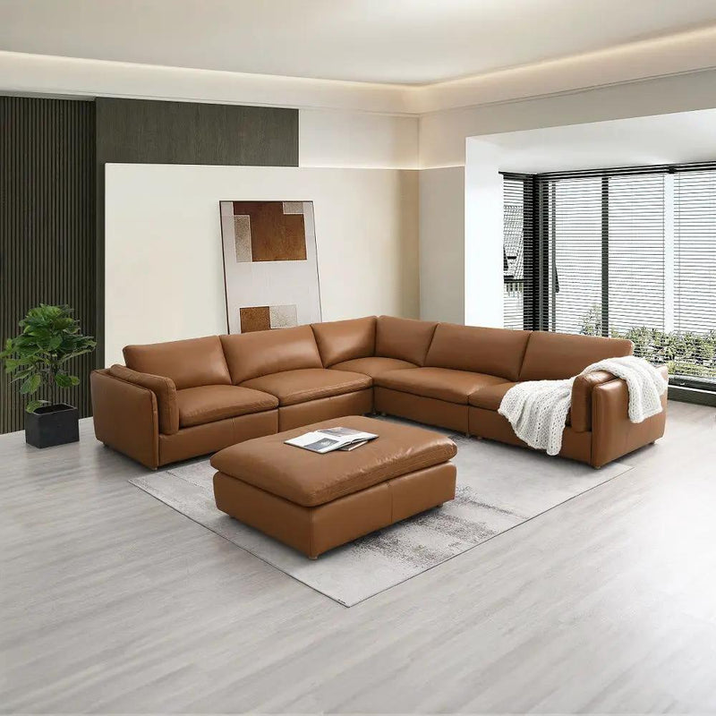 Brighton - Modular Wedge - Brown Top Grain Leather by Unique Piece Furniture