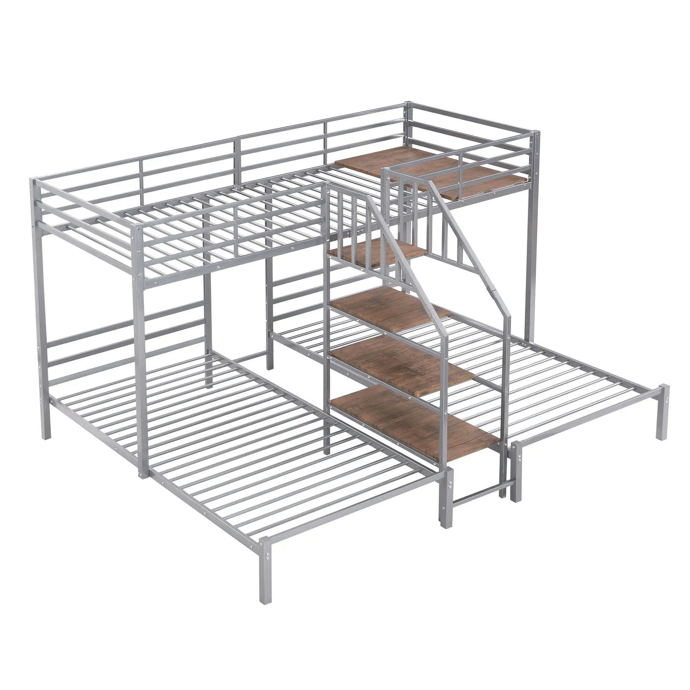 Metal Bunk Bed With Storage Shelves Staircase by Unique Piece Furniture