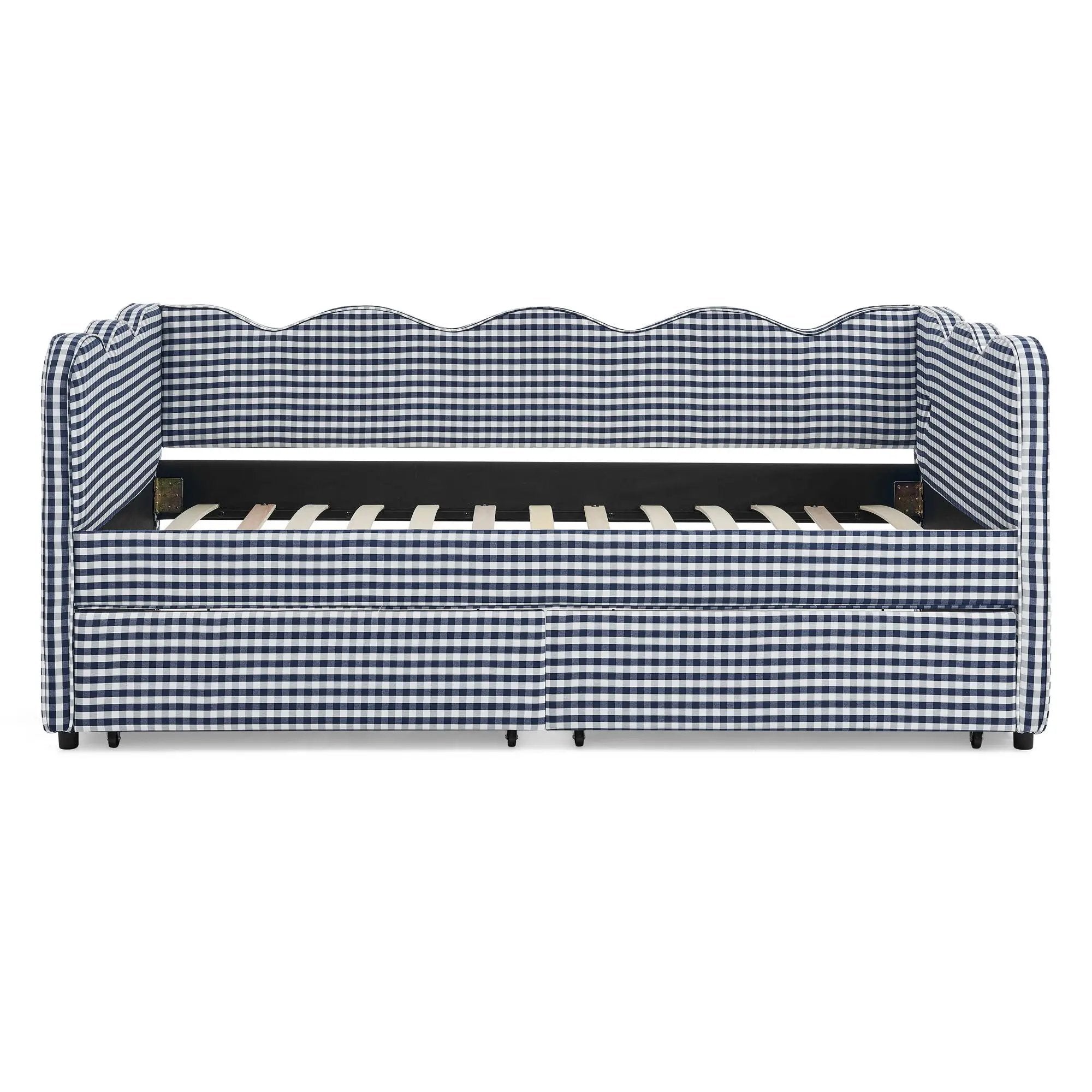 Gingham Daybed With USB Charging Port, Wave-Shaped Design by HouseOfZazla