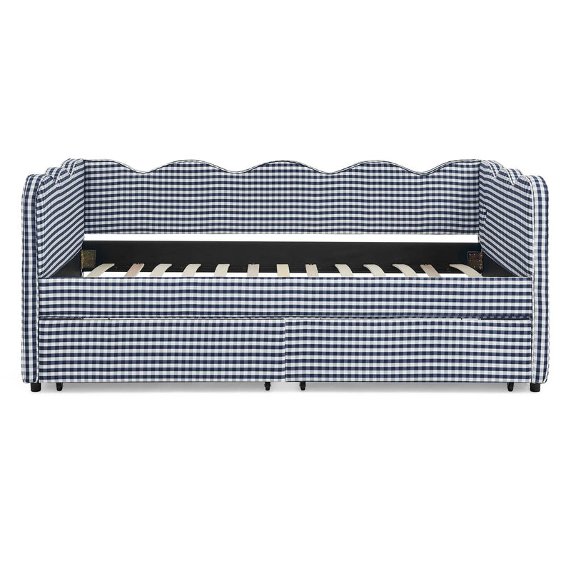 Gingham Daybed With USB Charging Port, Wave-Shaped Design by HouseOfZazla