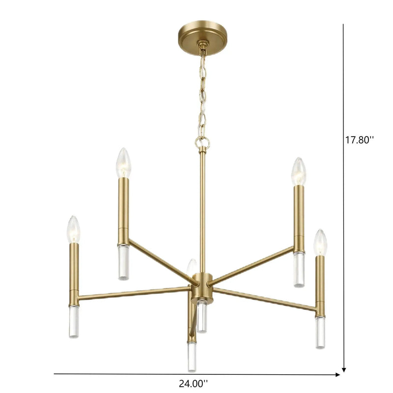 Courtyard - 5 Light Candle Chandelier - Clear / Gold by Unique Piece Furniture