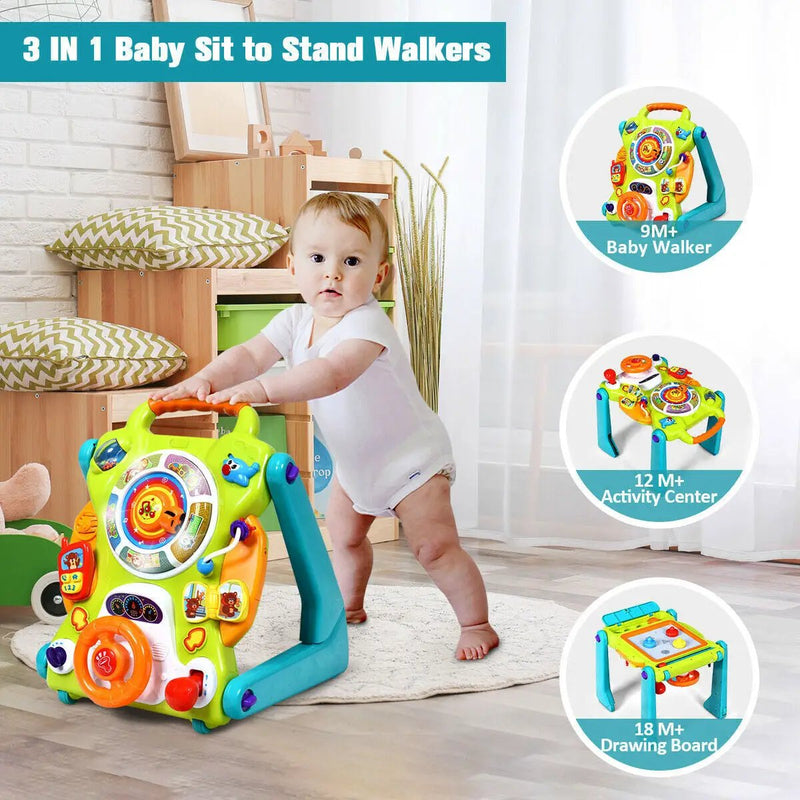 3-in-1 Kids Activity Sit-to-Stand Musical Learning Walker by DirectDeals